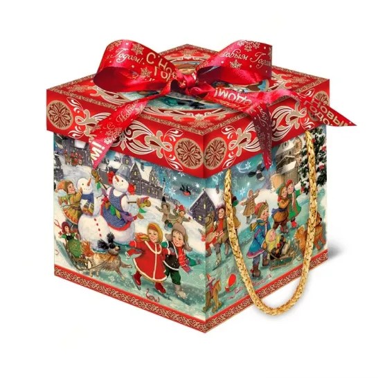 Сладкий новогодний подарок Куб Зимние игры 800 грамм премиум